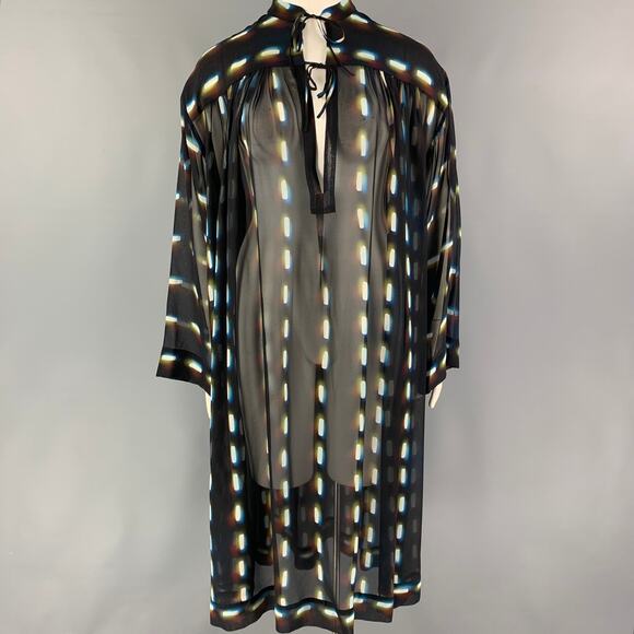 DRIES VAN NOTEN SS 21 Size 8 Black Multi-Color Silk Print Tunic Dress - Picture 1 of 6